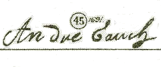 Andre Gauche signature, 1691